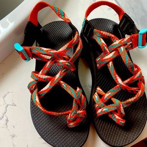 Turquoise/Orange Chacos